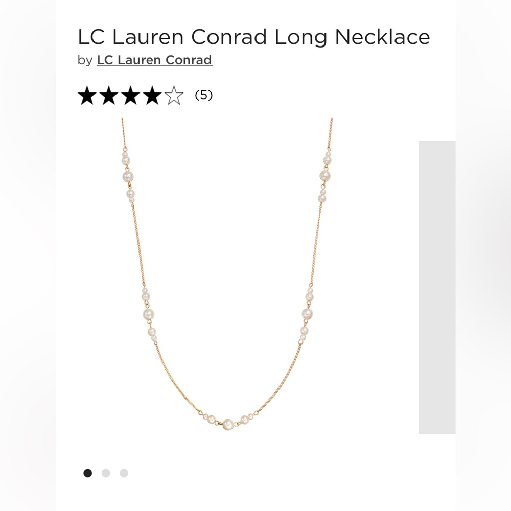 NWT LC Lauren Conrad Long Necklace Gold with Pearl-like accents